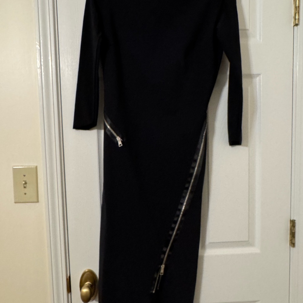 Chiara Boni Black Long Sleeve Dress with Zipper Accents